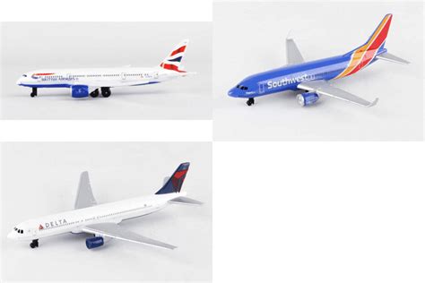 British Airways, Southwest, Delta Airlines Diecast Airplane Package - Three 5.5" Diecast Model ...