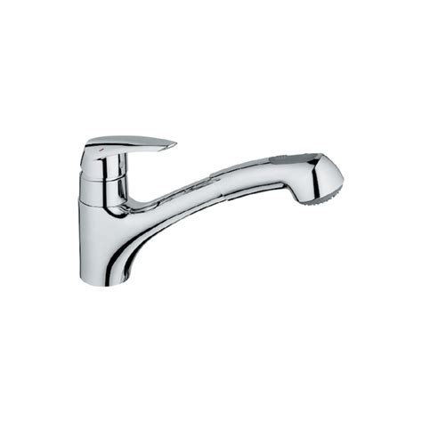 GROHE Eurodisc Polished Chrome Single Handle Pull-out Kitchen Faucet with Sprayer in the Kitchen ...