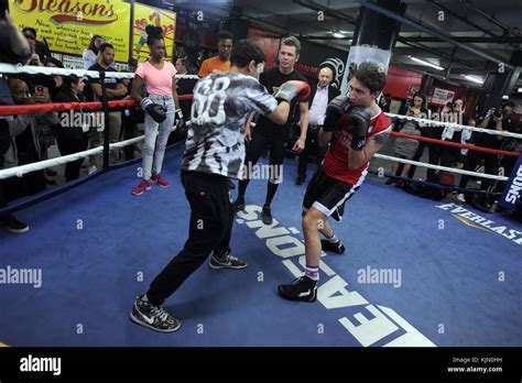 NEW YORK, NY - APRIL 21: Prime Minister of Canada Justin Trudeau boxing ...