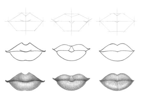 This tutorial shows how to draw different types of lips with step by step pencil drawing ...