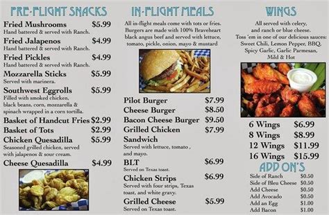 The Hangar Menu, Menu for The Hangar, Alamo Heights, San Antonio ...