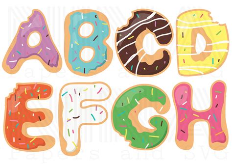 Donut Alphabet PDF PNG SVG - Payhip | Donut birthday party decorations ...