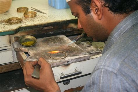 Free picture: artisan, Karachi, workshop, solders, gold, bangles, gas ...