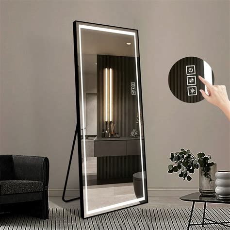 Eyliden 65*24in LED Aluminum Full Length Mirror Floor Mirrors with ...