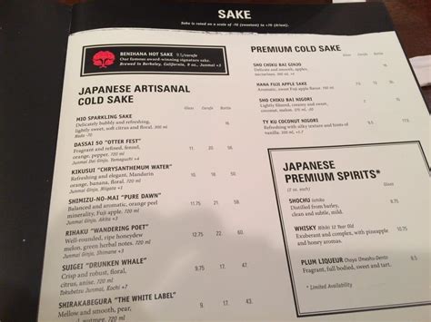 Menu at Benihana restaurant, Orlando, International Dr