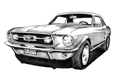 Ford Mustang Drawing by Kadhum Ali | Saatchi Art