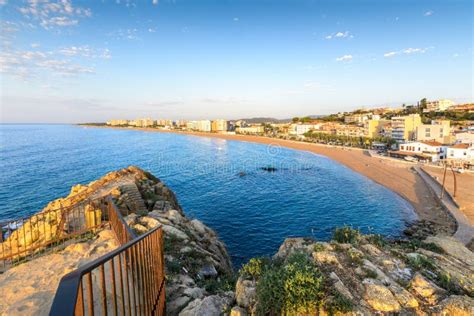 Blanes City and Beach from Sa Palomera Rock at Morning in Spain Stock Image - Image of coast ...