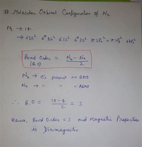 N2 Molecular Orbital Diagram Bond Order