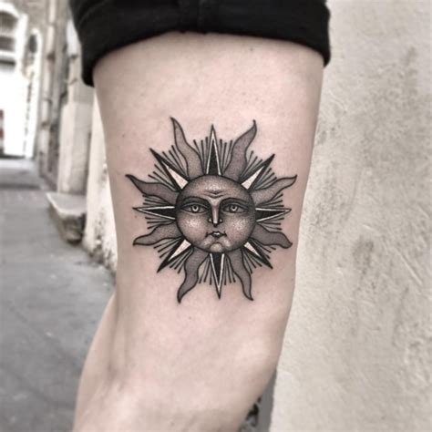 Black and Grey Sun Tattoos - Cloak and Dagger Tattoo London