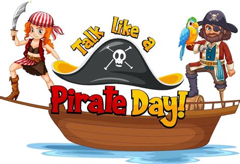 Talk like a pirate day font with pirates on the ship 3022675 Vector Art at Vecteezy