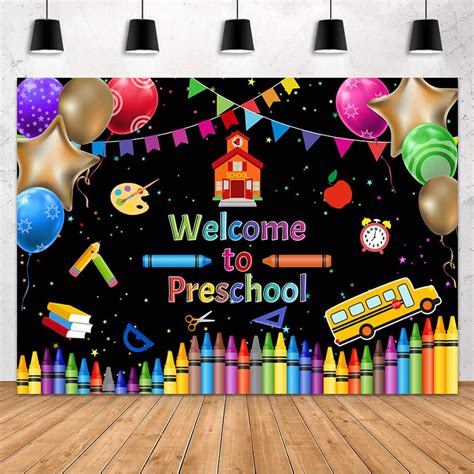 Buy MEHOFOND Welcome to Preschool Backdrop Back to School Party Decorations Supplies Kids First ...