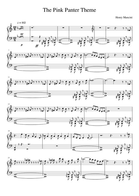 The Pink Panther Theme Henry Mancini sheet music for Piano download free in PDF or MIDI