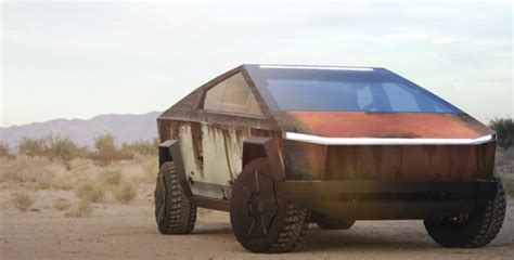 PHOTO Tesla Cybertruck With A Rust Wrap On It