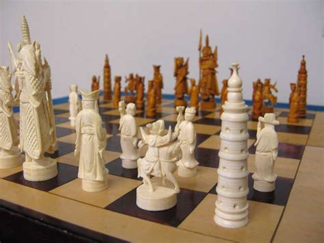 a chess board with white pieces on it