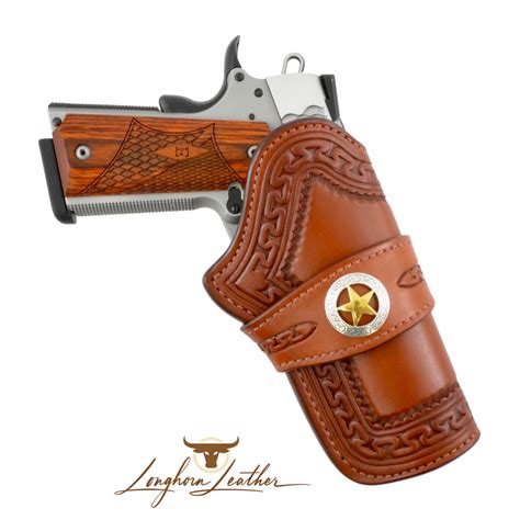 Longhorn Leather AZ-Custom leather 1911 holster featuring the Yuma design. Longhorn Leather AZ