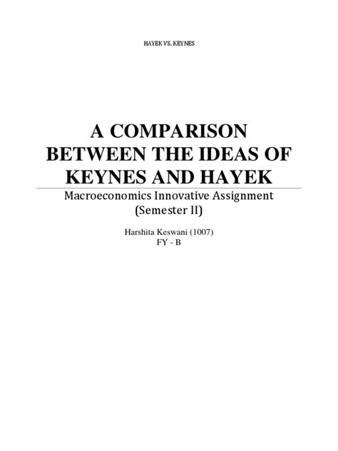 Hayek Vs Keynes - A Comparison | PDF | Keynesian Economics | Business Cycle