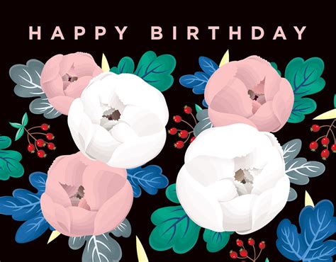 Black Floral Happy Birthday | Postable | Happy birthday fun, Happy ...