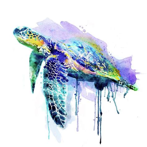 Sea Turtle Mixed Media - Watercolor Sea Turtle by Marian Voicu Sea ...