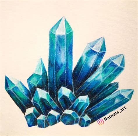 colored pencil drawing of crystal cluster by @natnats_art | Crystal drawing, Prismacolor art ...