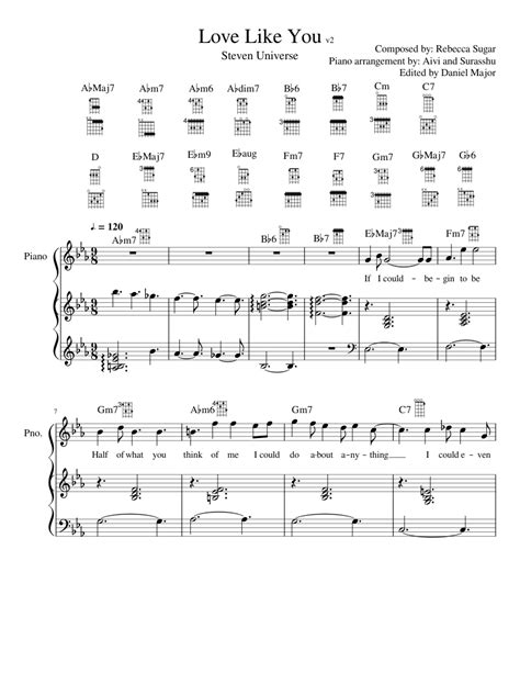 Love Like You - Steven Universe sheet music for Piano download free in PDF or MIDI