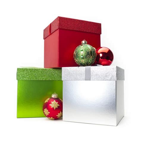 Christmas Gift Box & Ornaments Stock Photo - Image of cotton, seasonal ...