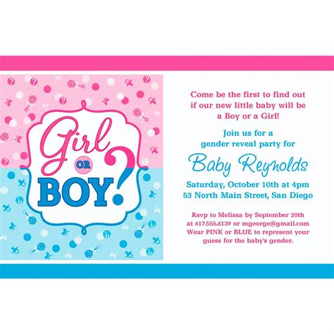 Custom Girl or Boy Gender Reveal Invitation | Party Supplies | Party City