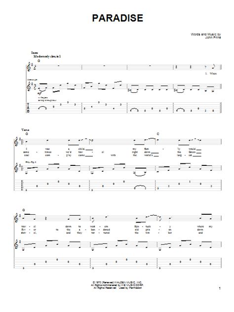 Paradise by John Denver - Guitar Tab - Guitar Instructor