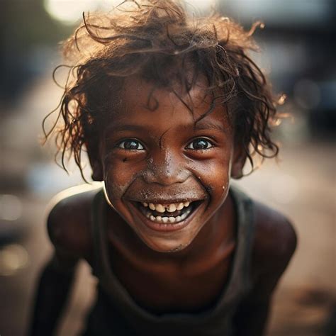 Premium AI Image | A boy smiles for the camera with a smile on his face.