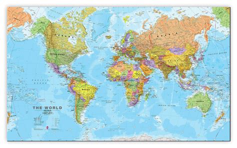 Large World Wall Map Political (Canvas)