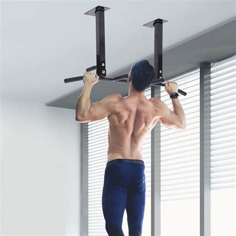 Ceiling Mounted Pull Up Bar Wall Mount Chin Up Bar Upper Body Strength Training Station Home Gym ...