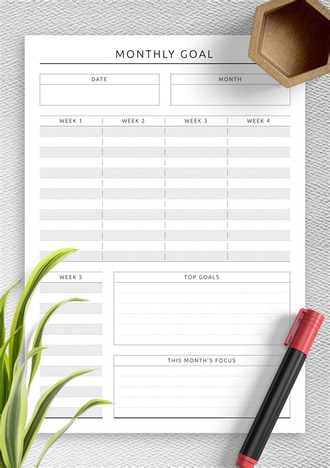 Calendars & Planners Paper Productivity Planner Monthly Printable Goals Planner 2018 Goals ...