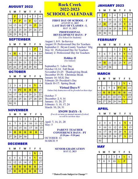 Rock Creek Public Schools Calendar 2024-2025