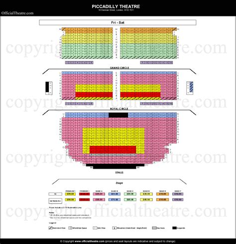 Piccadilly Theatre London seat map and prices for Moulin Rouge! The Musical