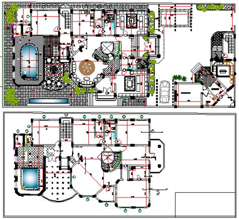 Modern villa landscaping and layout plan details dwg file - Cadbull