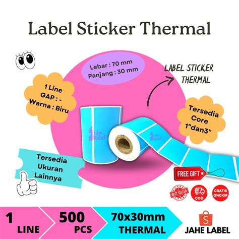 Jual STICKER LABEL BARCODE 70x30 MM THERMAL | Shopee Indonesia