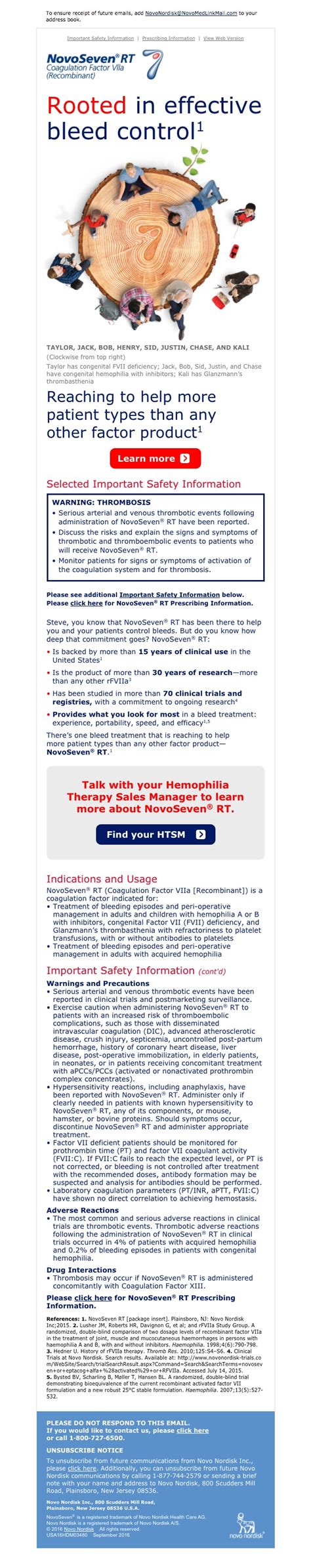 Novo Nordisk Hemophilia HCP Email Program: 15 Email Screenshots - Once ...