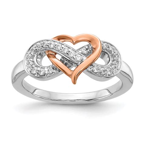 Saris and Things - 14K Two-tone Gold Two Tone Diamond Heart Infinity Symbol Ring (0.16Cttw) Ring ...