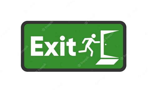 Premium Vector | Sign with green exit sign on white background. warning ...