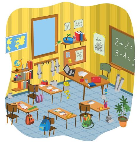 School Classroom Cartoon Vector Pack | Classroom cartoon, Classroom ...