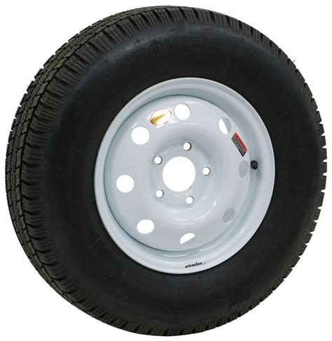 ST205/75R14 Radial Trailer Tire w/ 14" White Mod Wheel for Demco Kar Kaddy Tow Dolly Demco ...