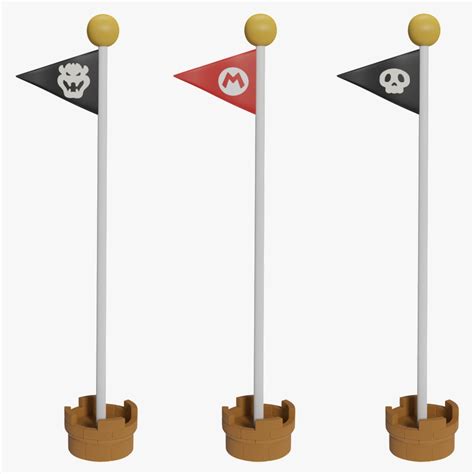 3D Goal Pole with 3 different flags - Mario model - TurboSquid 2070845