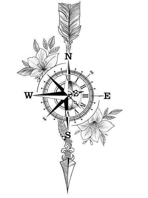 #compasstattoo #flowertattoo | Compass tattoos arm, Compass tattoo, Arrow tattoos for women