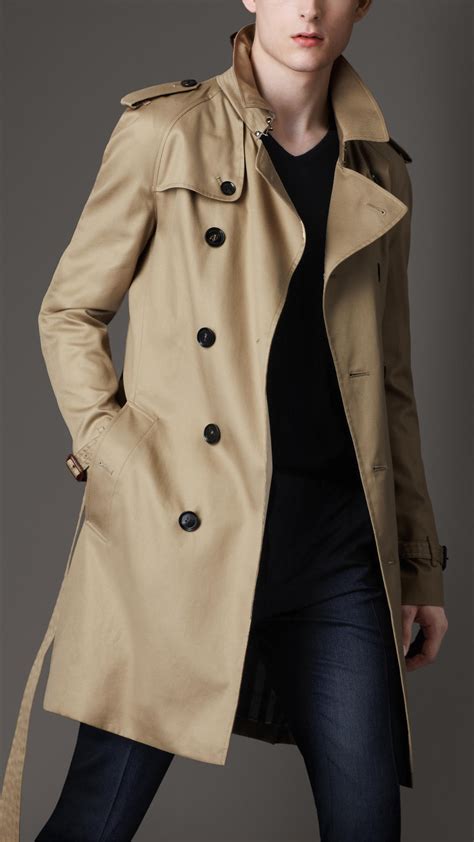 Burberry Mid-Length Technical Cotton Trench Coat in Beige for Men ...