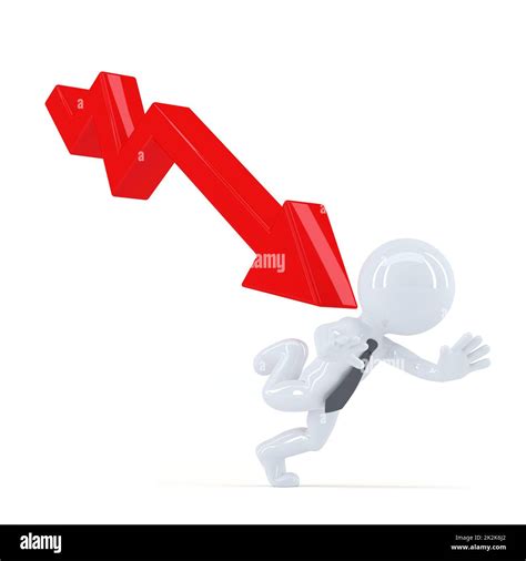 Business man running away from the down trend graph. Isolated Stock ...