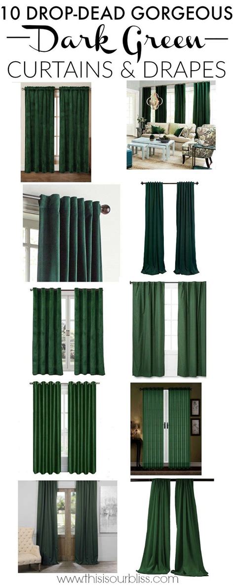 Green Living Room Curtains | Dark green rooms, Green curtains, Green curtains living room