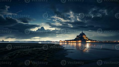 Night view of Mont Saint-Michel. Generative AI 32977649 Stock Photo at Vecteezy