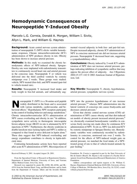 (PDF) Hemodynamic consequences of neuropeptide Y-induced obesity