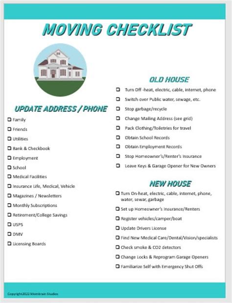 Moving Checklist - Etsy