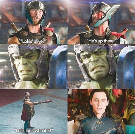 Loki looks so terrified. But you would to if hulk swung you around like a rag doll repeatedly on ...