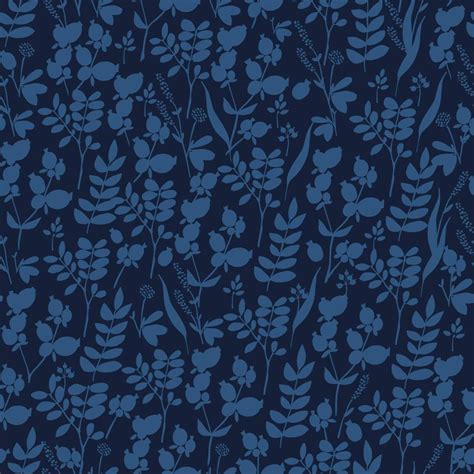 Dark Blue Floral Pattern with Herbs and Leaves 21529698 Vector Art at Vecteezy